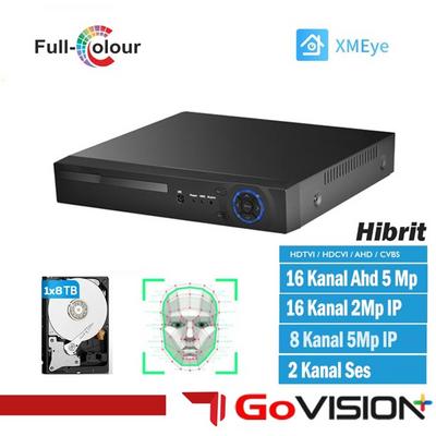 GO-516N 16 KANAL 5MP H265+PLUS - AHD TVI CVI ANALOG + IP - HİBRİT KOAKSİYEL SES DESTEKLİ DVR KAYIT CİHAZI