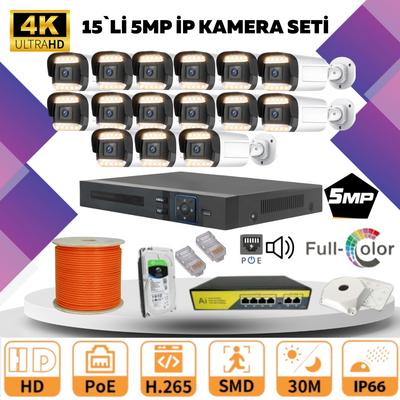 GOLD 15'lİ 4MP 4K ULTRA İP Kamera Seti