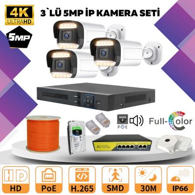 GOLD 3'lİ 4MP 4K ULTRA İP Kamera Seti