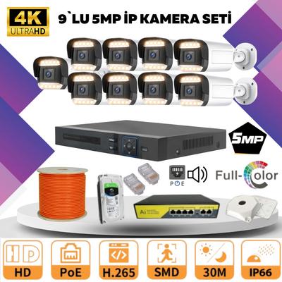 GOLD 9'lİ 4MP 4K ULTRA İP Kamera Seti
