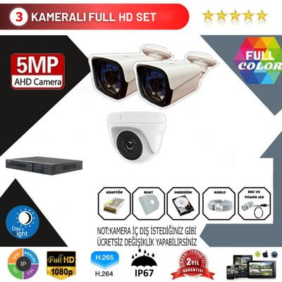 Go Vision 3'lu Kamera Seti 5MP3.6MM Full Color Serisi